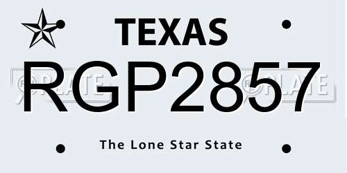 RGP2857 Texas License Plate