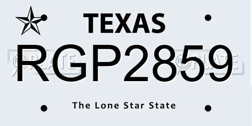 RGP2859 Texas License Plate