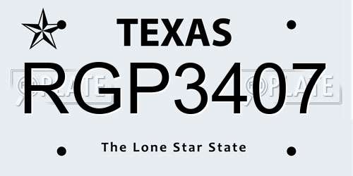 RGP3407 Texas License Plate