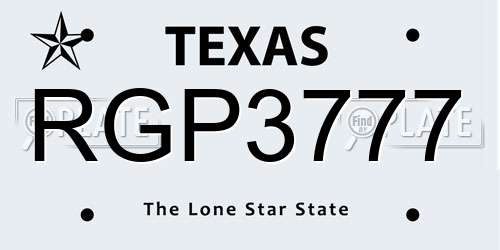 RGP3777 Texas License Plate