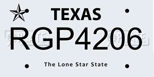 RGP4206 Texas License Plate