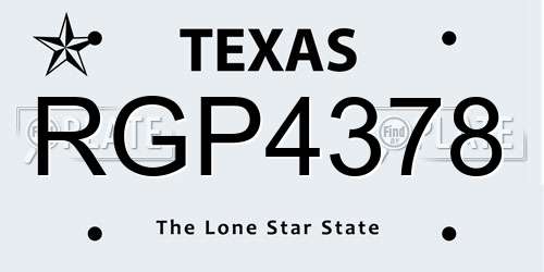 RGP4378 Texas License Plate