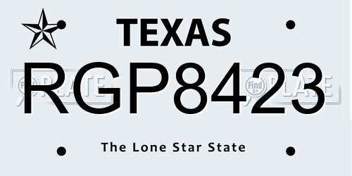 RGP8423 Texas License Plate