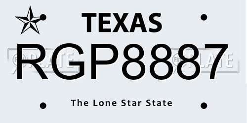 RGP8887 Texas License Plate