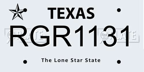 RGR1131 Texas License Plate
