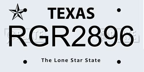 RGR2896 Texas License Plate