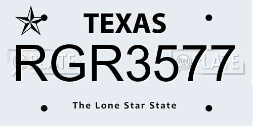 RGR3577 Texas License Plate