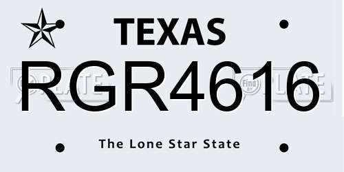 RGR4616 Texas License Plate