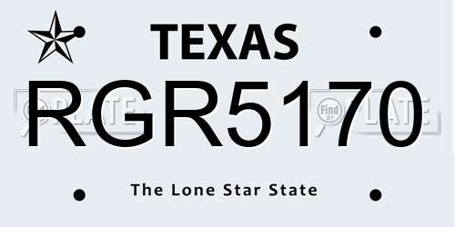 RGR5170 Texas License Plate