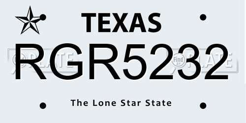RGR5232 Texas License Plate