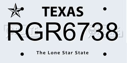 RGR6738 Texas License Plate