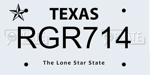 RGR714 Texas License Plate