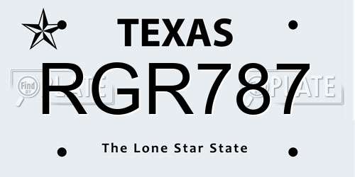 RGR787 Texas License Plate