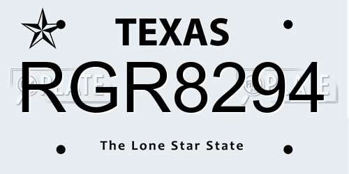 RGR8294 Texas License Plate
