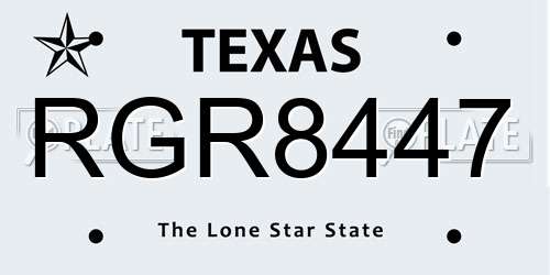 RGR8447 Texas License Plate