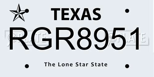 RGR8951 Texas License Plate