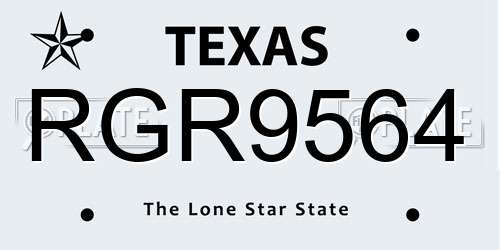 RGR9564 Texas License Plate