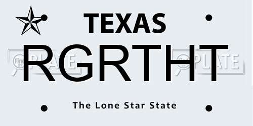 RGRTHT Texas License Plate