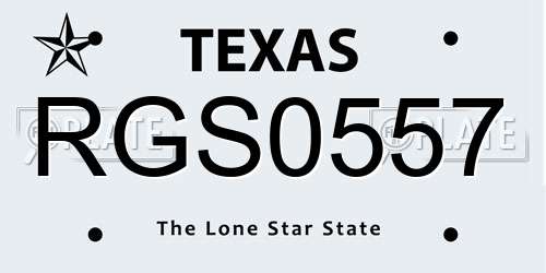 RGS0557 Texas License Plate