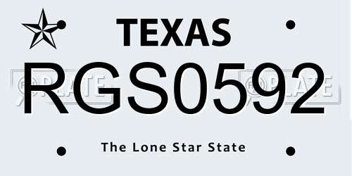 RGS0592 Texas License Plate