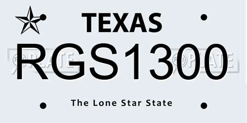 RGS1300 Texas License Plate