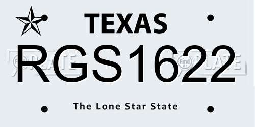 RGS1622 Texas License Plate
