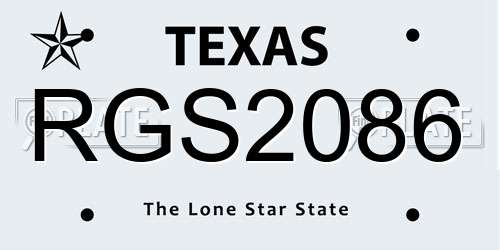 RGS2086 Texas License Plate