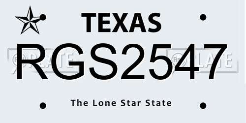 RGS2547 Texas License Plate