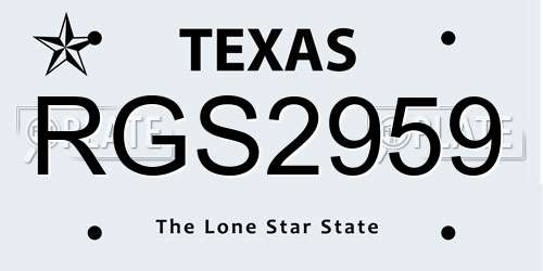 RGS2959 Texas License Plate