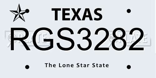 RGS3282 Texas License Plate