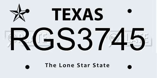 RGS3745 Texas License Plate