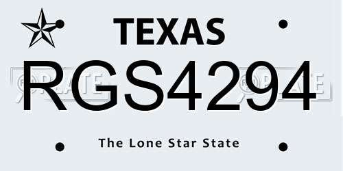 RGS4294 Texas License Plate