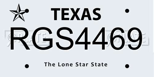 RGS4469 Texas License Plate