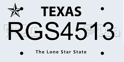 RGS4513 Texas License Plate