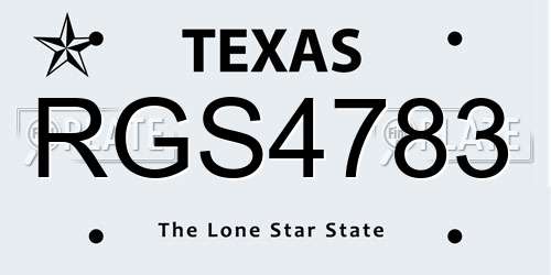 RGS4783 Texas License Plate
