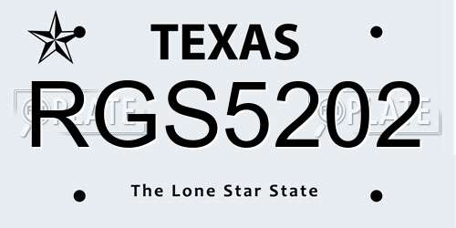 RGS5202 Texas License Plate