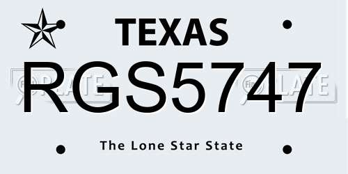 RGS5747 Texas License Plate