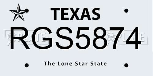 RGS5874 Texas License Plate