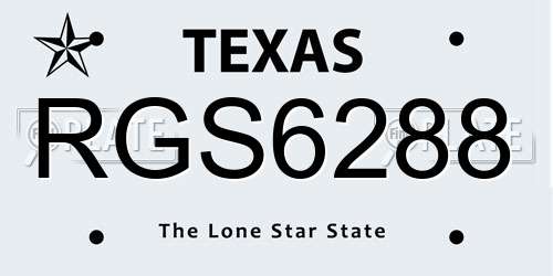 RGS6288 Texas License Plate