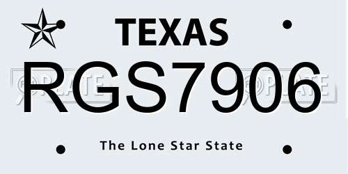 RGS7906 Texas License Plate