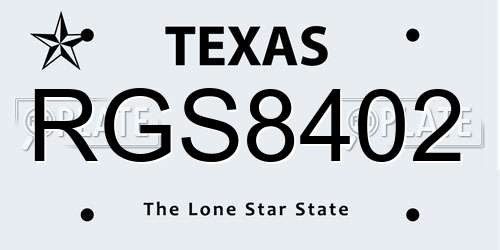 RGS8402 Texas License Plate