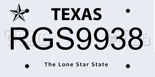 RGS9938 Texas License Plate