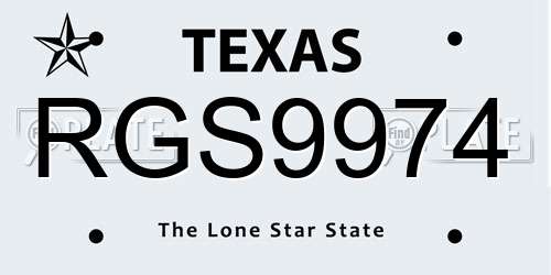 RGS9974 Texas License Plate