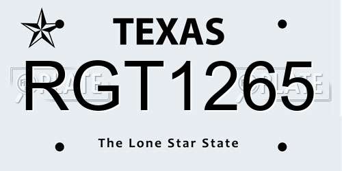 RGT1265 Texas License Plate