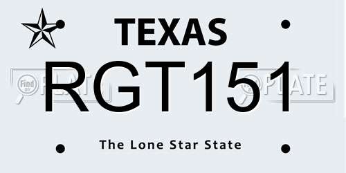 RGT151 Texas License Plate