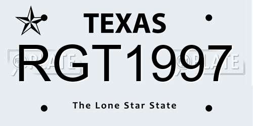 RGT1997 Texas License Plate