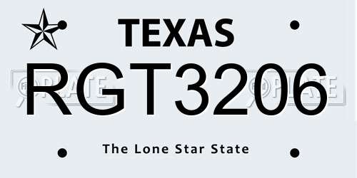 RGT3206 Texas License Plate
