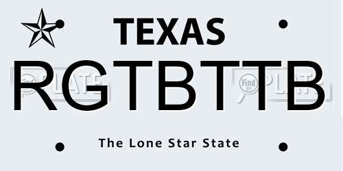 RGTBTTB Texas License Plate