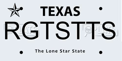 RGTSTTS Texas License Plate