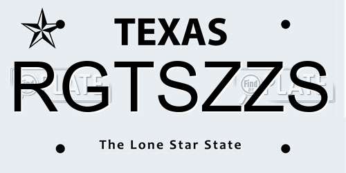 RGTSZZS Texas License Plate